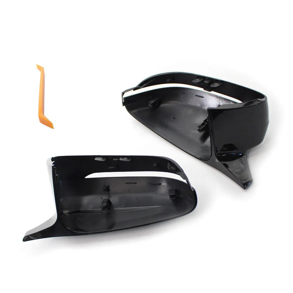 Two bright black ABS plastic mirror shells for BMW 3 Series G20 G28 G30 models