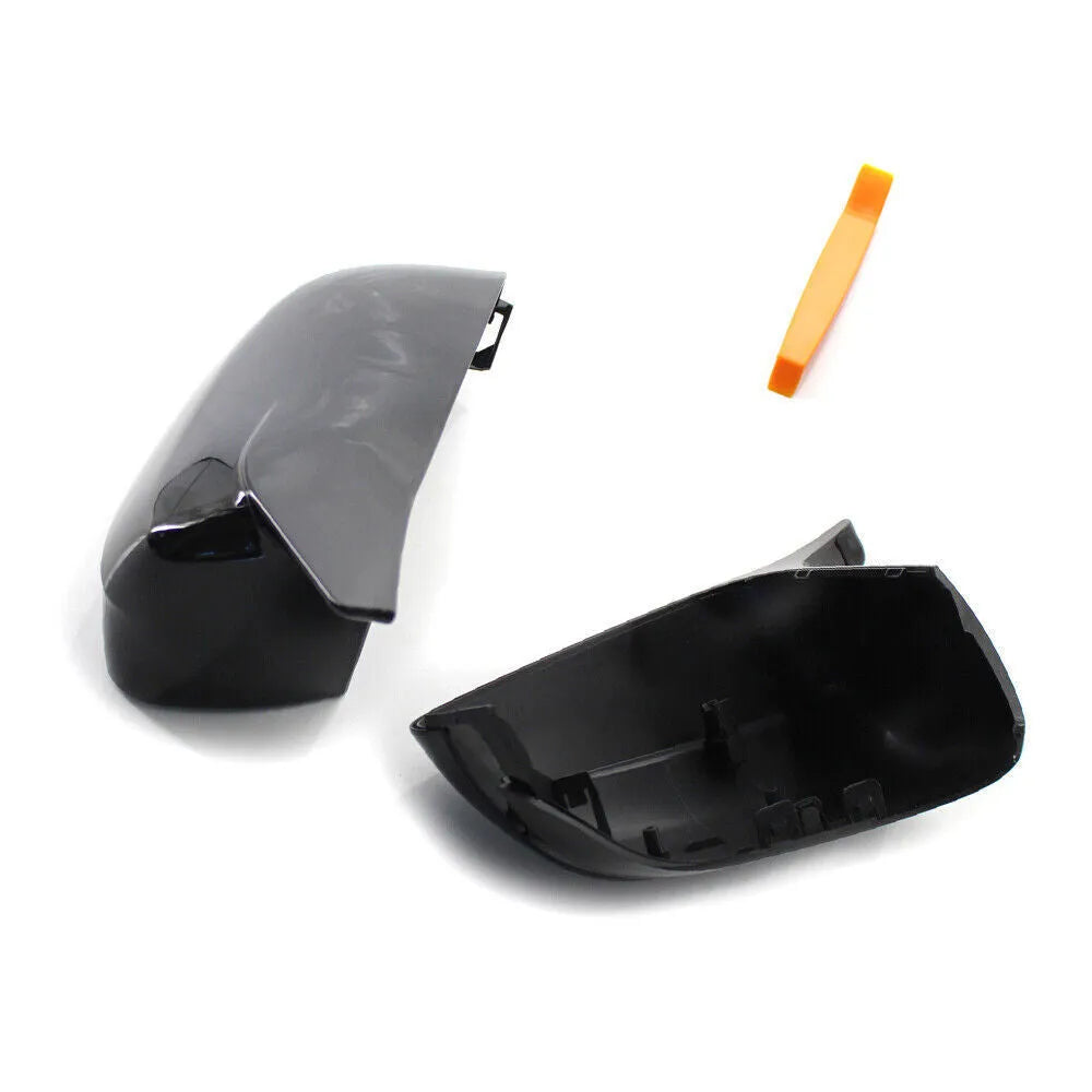Two bright black ABS plastic mirror shells for BMW 3 Series G20 G28 G30 models