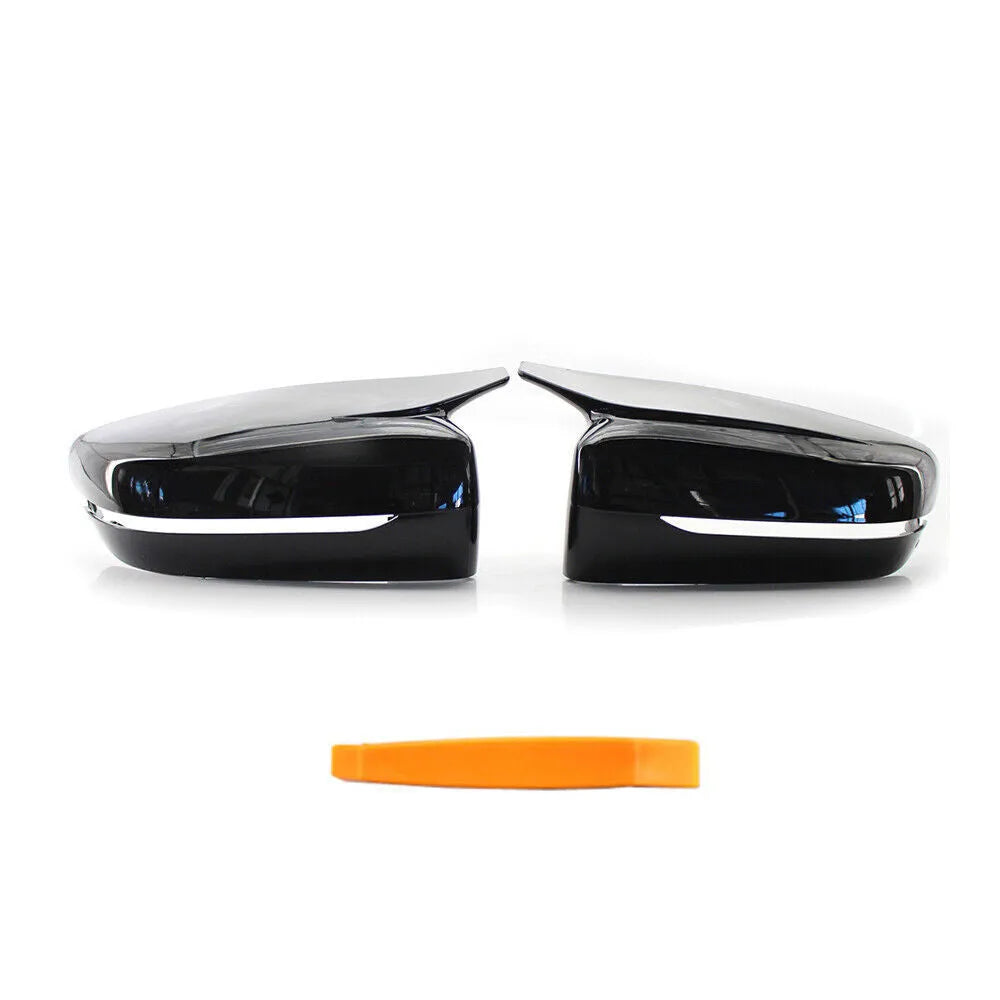 Two bright black ABS plastic mirror shells for BMW 3 Series G20 G28 G30 models