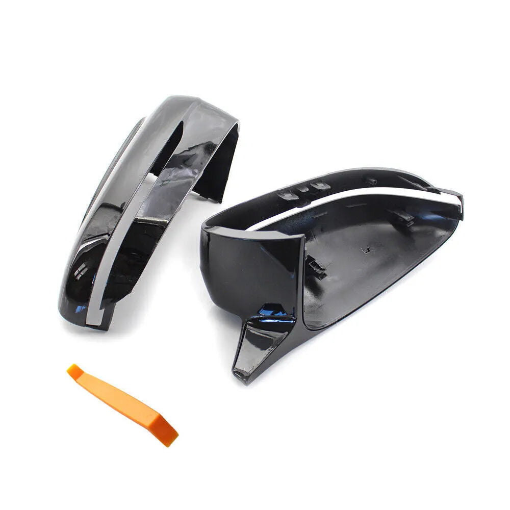 Two bright black ABS plastic mirror shells for BMW 3 Series G20 G28 G30 models
