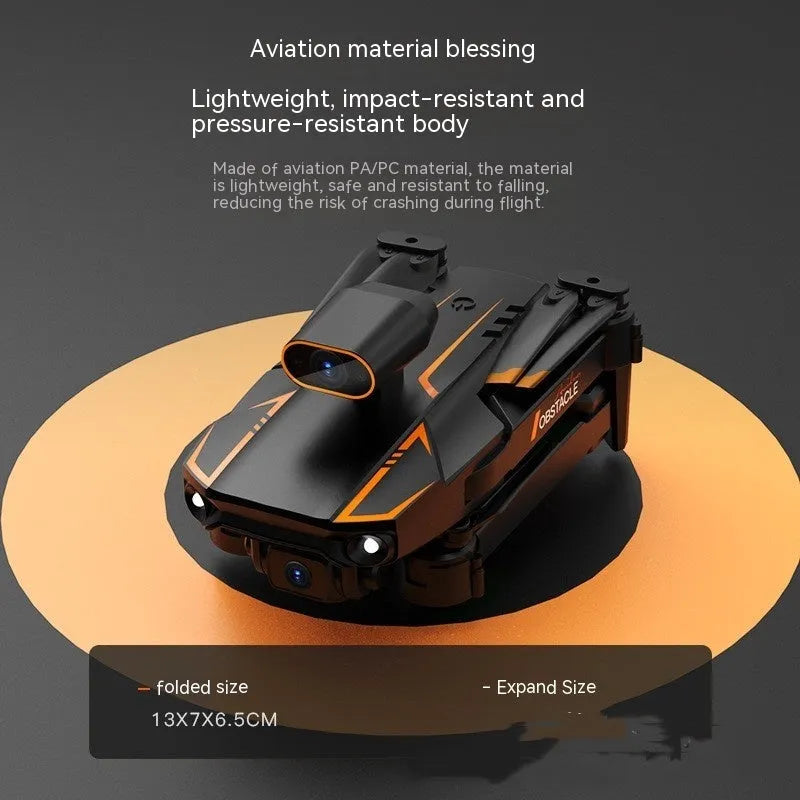 S91 folding obstacle avoidance HD drone in Matte Black, expanded size 28.5x20x6.5cm, for aerial photography.