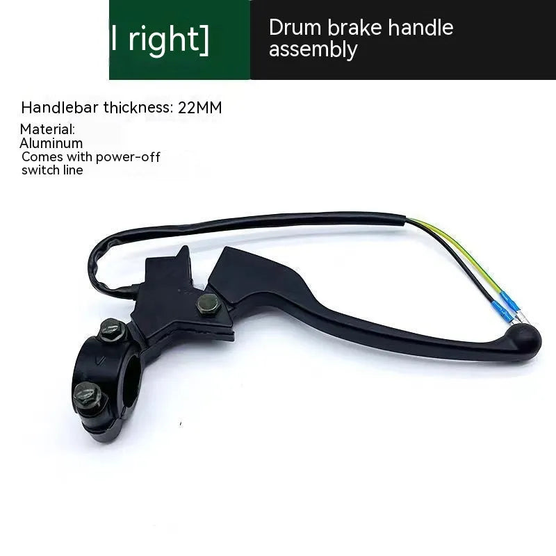 Aluminium alloy brake handle assembly with 22mm thick grip and power cutoff switch wiring