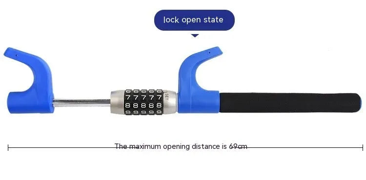 Alloy steel car steering wheel U-lock with password combination mechanism in black, blue, and red colour options