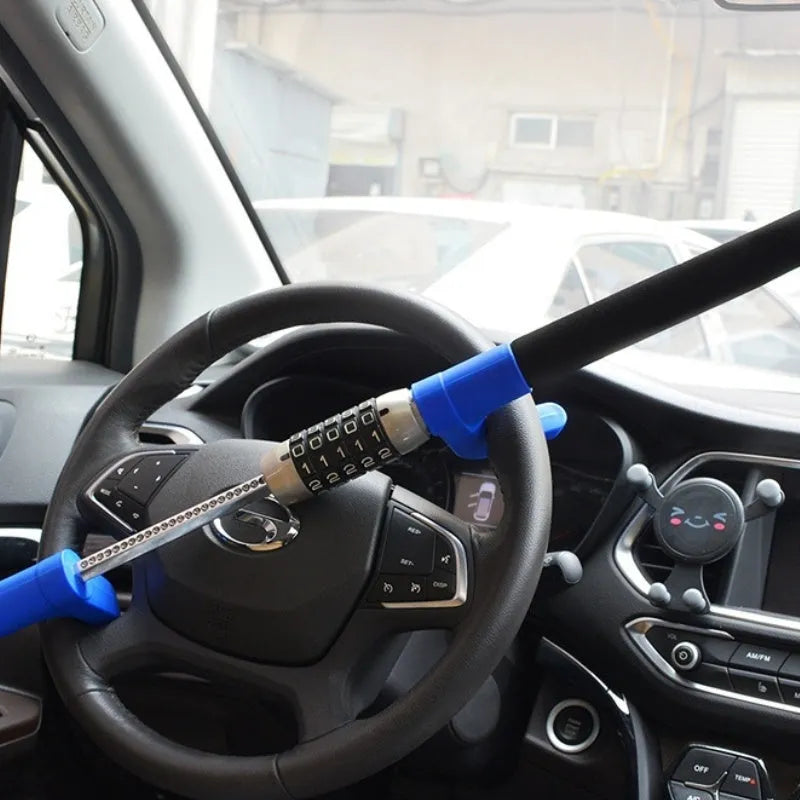 Alloy steel car steering wheel U-lock with password combination mechanism in black, blue, and red colour options
