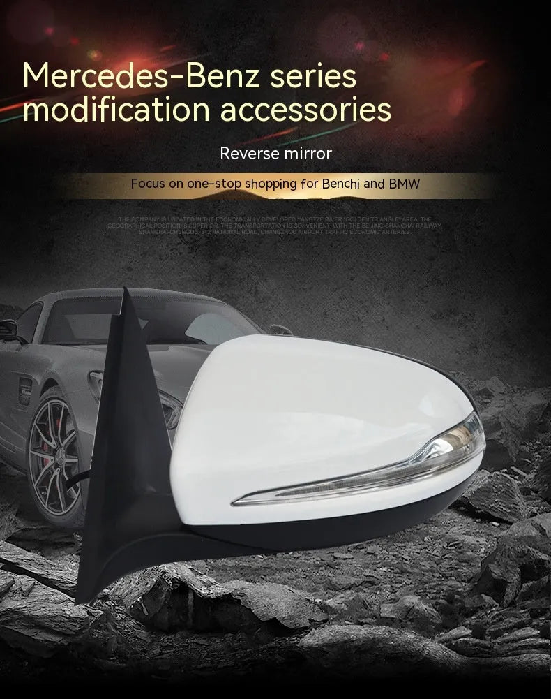 Mercedes-Benz W205 rearview mirror assembly with ABS housing for heated folding systems