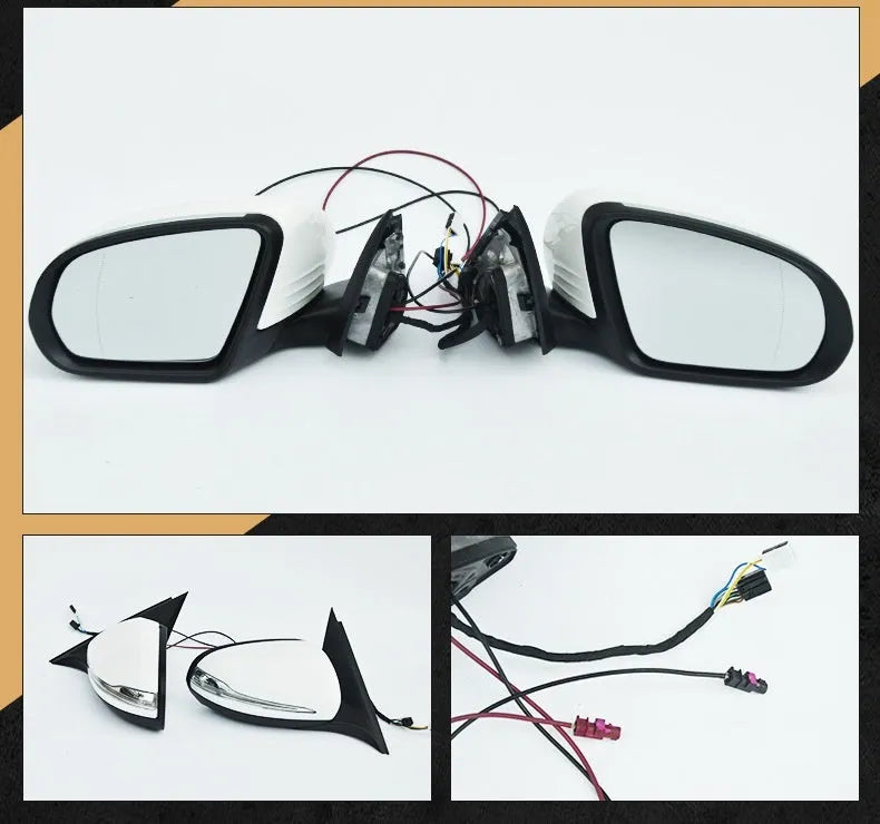 Mercedes-Benz W205 rearview mirror assembly with ABS housing for heated folding systems