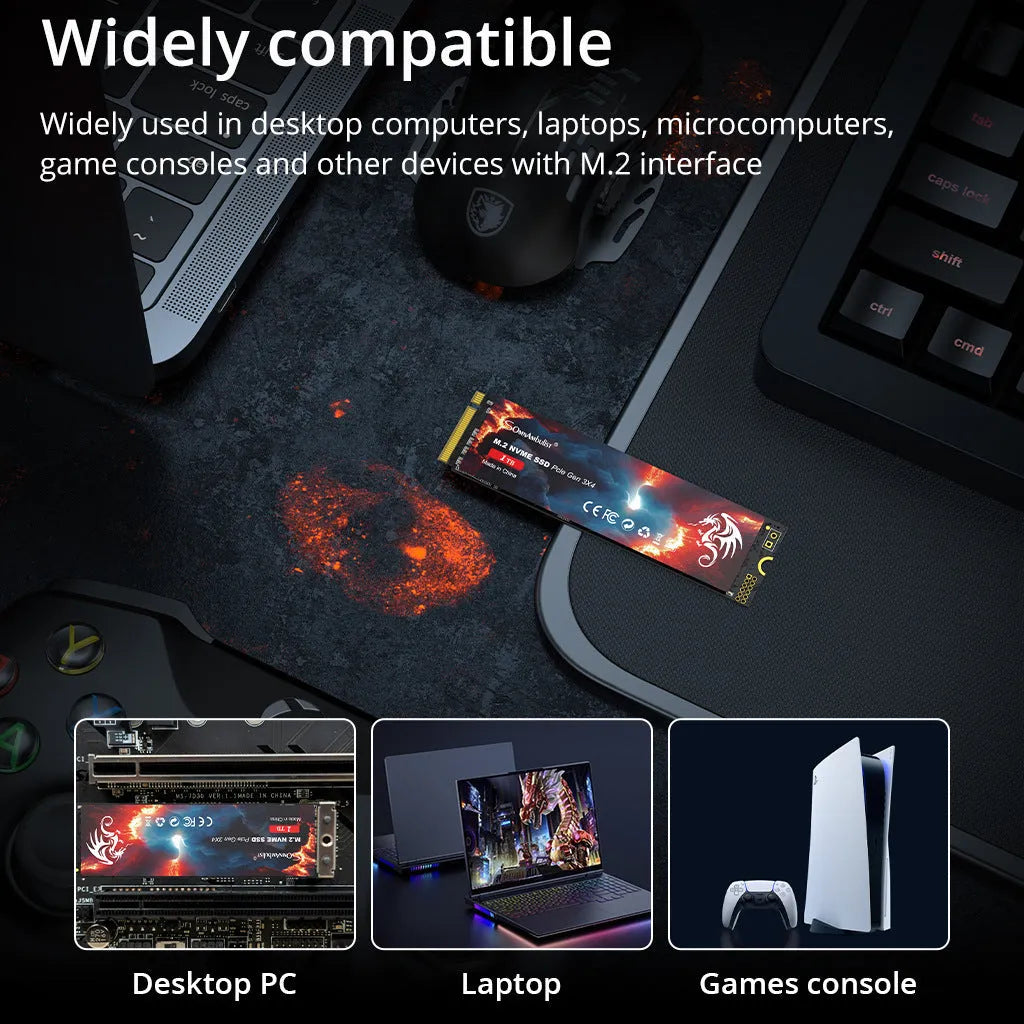 M.2 solid state drive for desktop computers with PCIe 3.0 interface and multiple capacity options