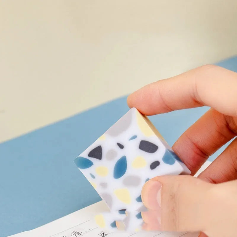 White rubber brick eraser with super clean traceless design for pencil marks