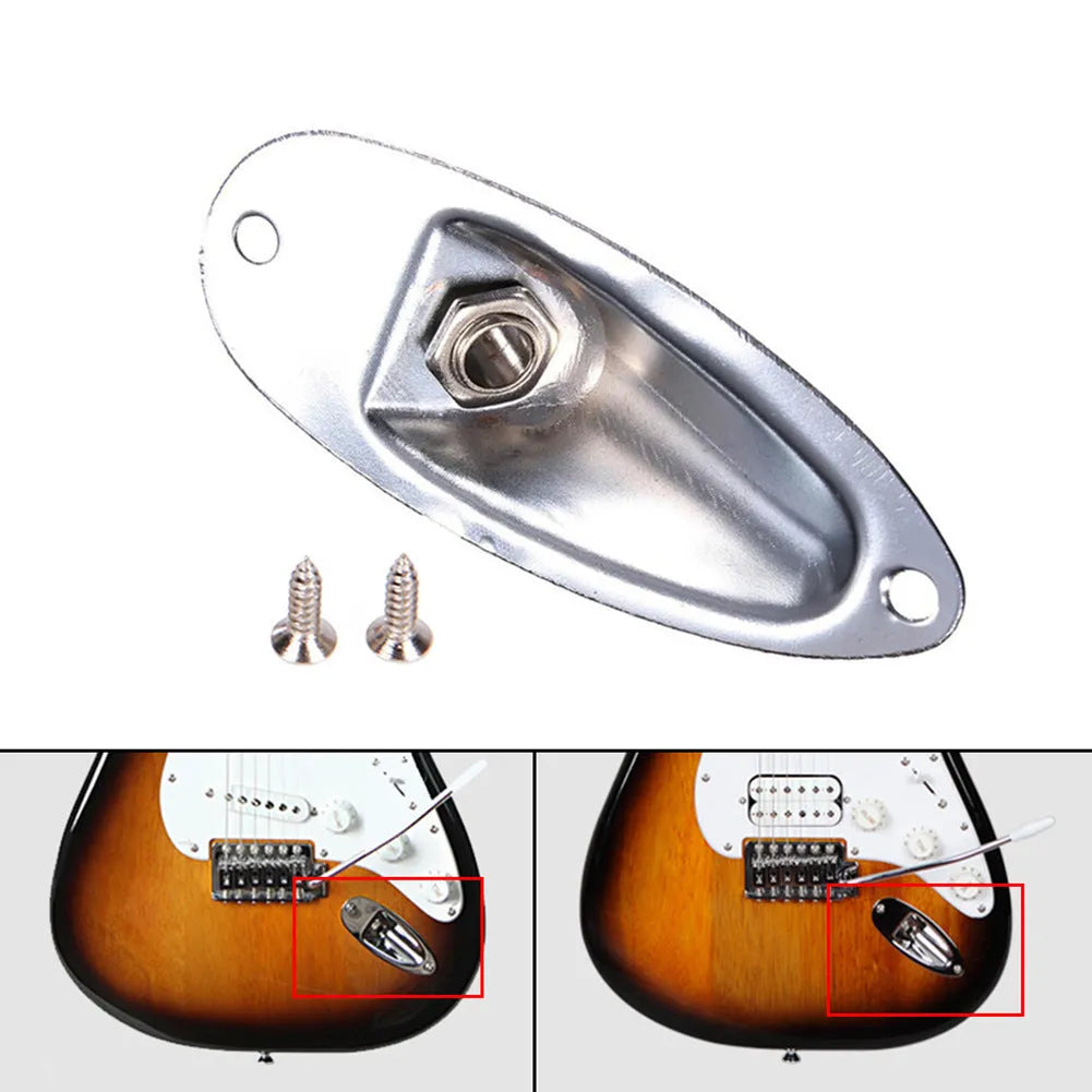 Black and silver alloy ST boat socket for electric guitar and bass output jack replacement