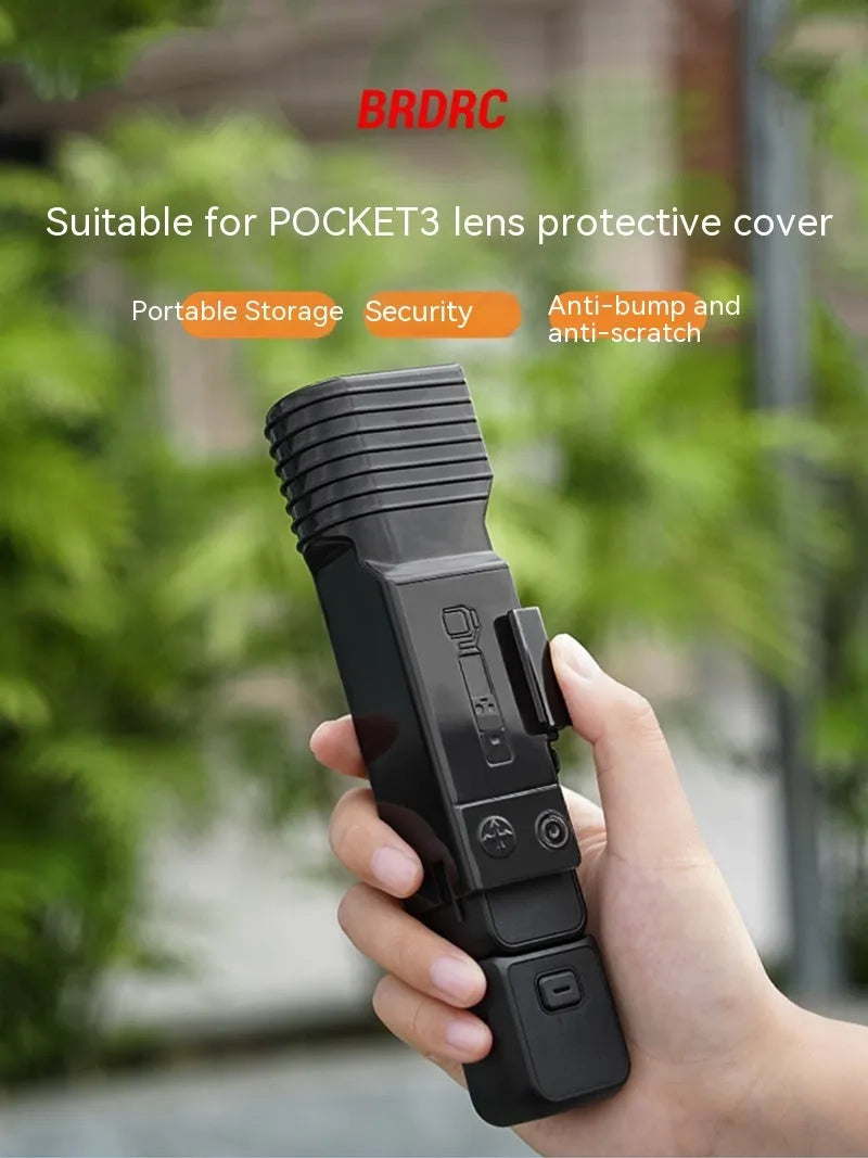 Black ABS lens cover for DJI OSMO Pocket 3, 13 x 4.8 x 4.6cm, scratch protection accessory