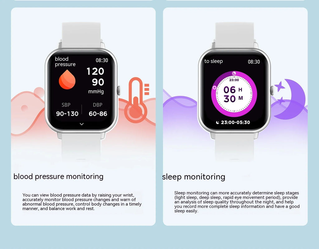 Bluetooth smart watch in black showing TFT screen with heart rate and step count display.