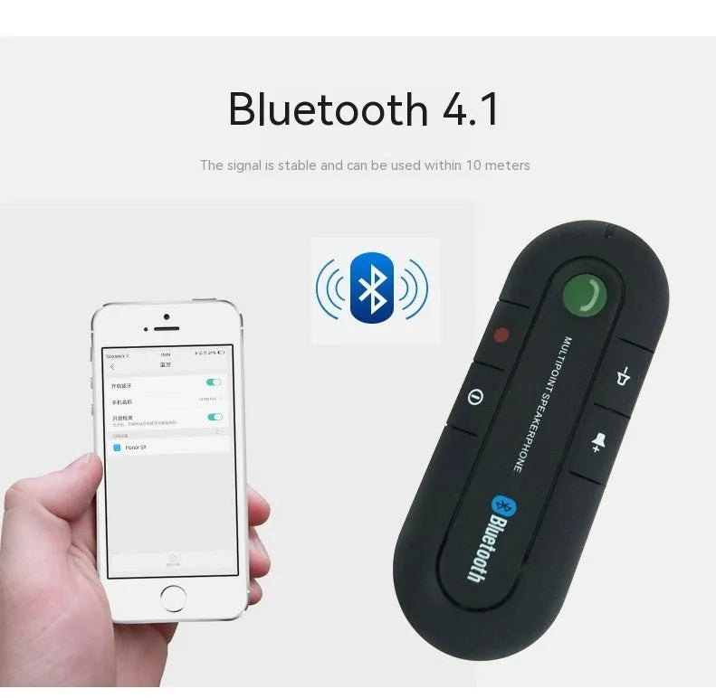 Vehicle Bluetooth handsfree unit with car charger and mounting clip in choice of colours