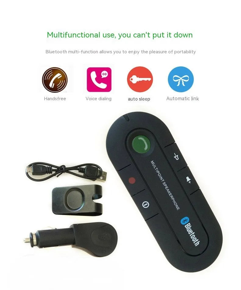 Vehicle Bluetooth handsfree unit with car charger and mounting clip in choice of colours