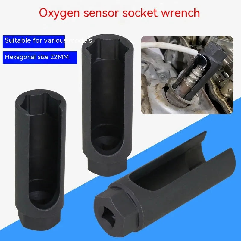 Black chromium vanadium steel oxygen sensor socket sleeve with 22mm internal diameter for automotive use
