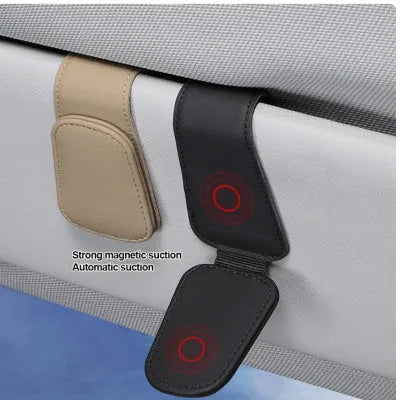 Universal car sunglasses holder with clip for sun visor attachment in four colour options