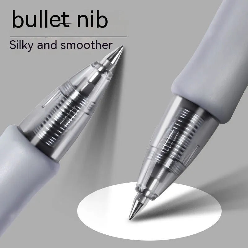 A black, blue, or red plastic gel pen with a 0.5mm fine tip for writing.