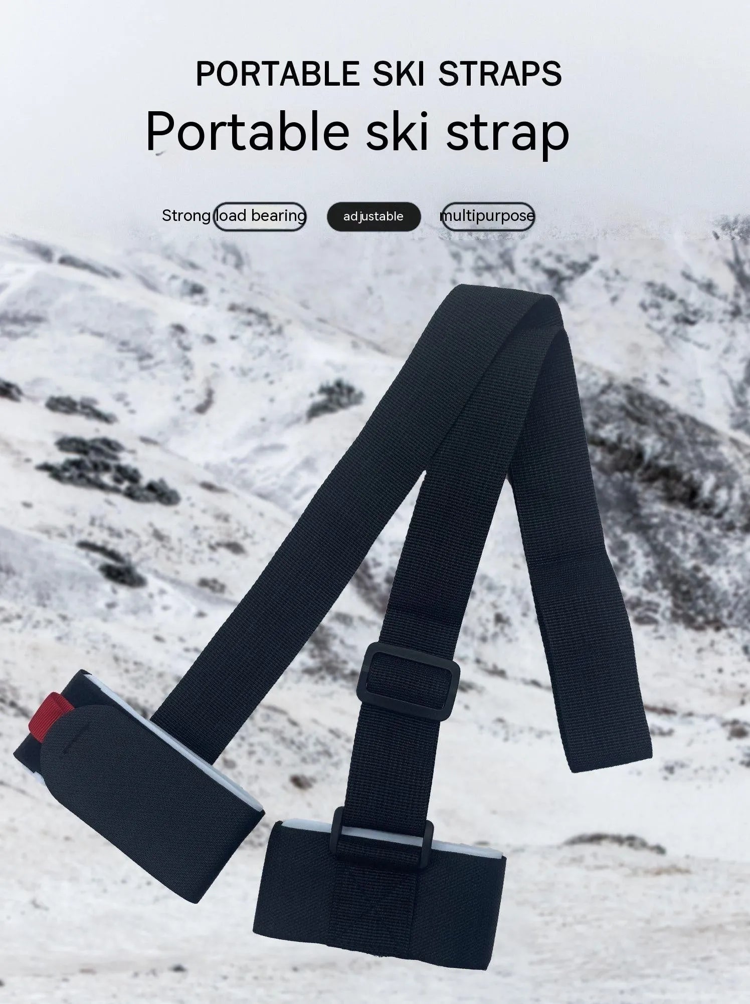 Adjustable hook and loop skiing bandage strap in four colour options