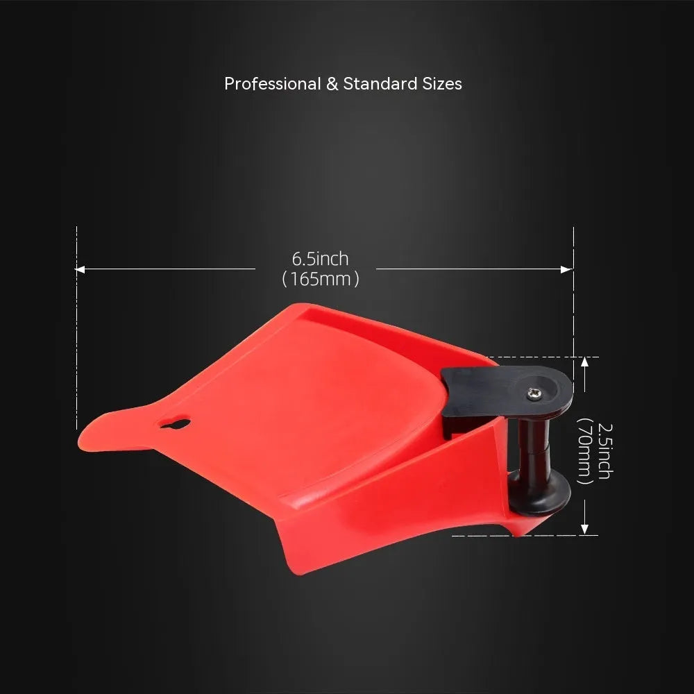 Red plastic parking chock set of four pieces with non-slip rubber surface