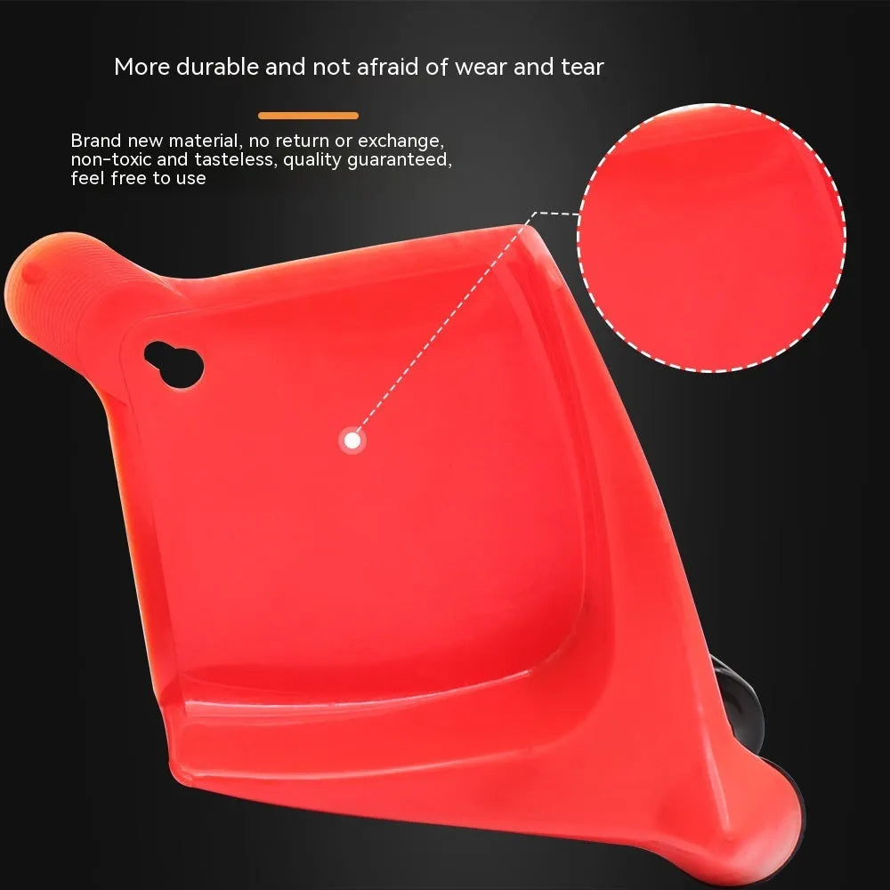 Red plastic parking chock set of four pieces with non-slip rubber surface
