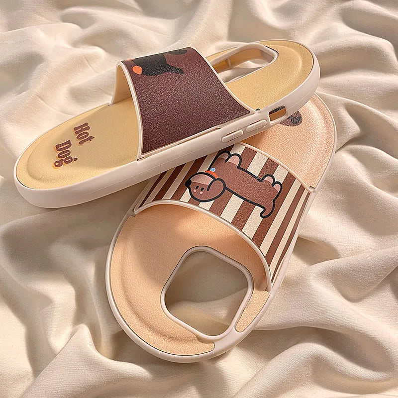 Cartoon dog slippers silicone phone case for iPhone 15 Pro Max in khaki colour