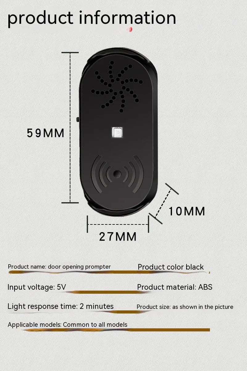 Black car door reminder with infrared sensor for vehicle door status detection