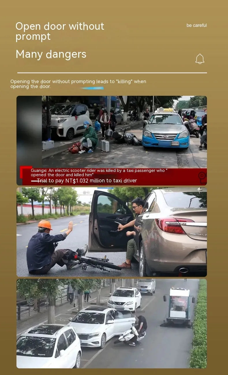 Black car door reminder with infrared sensor for vehicle door status detection