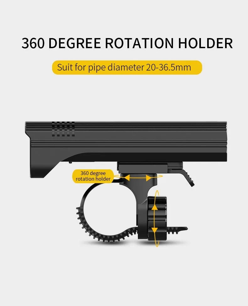 Black KX12DF digital bicycle headlight with display screen mounted on 360-degree quick-release bracket.