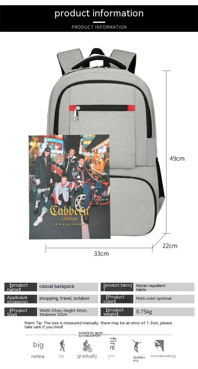 Oxford cloth insulated backpack with curved shoulder straps showing dry-wet separation compartments in light grey colour