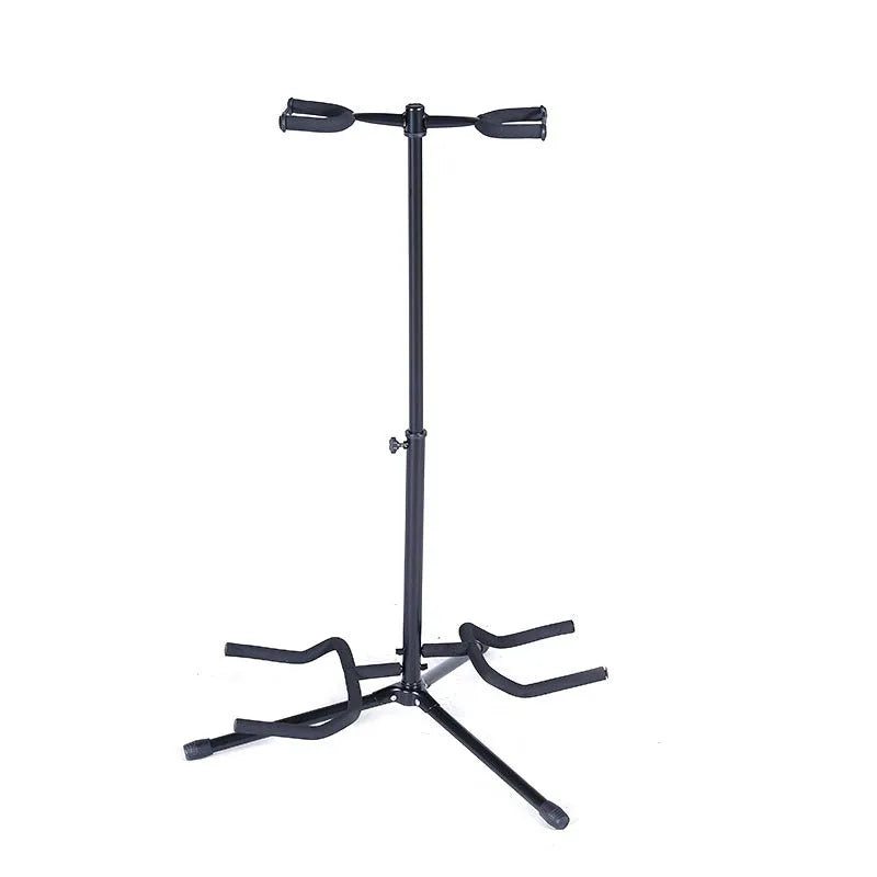 Black iron vertical double-headed adjustable guitar stand for acoustic and electric guitars