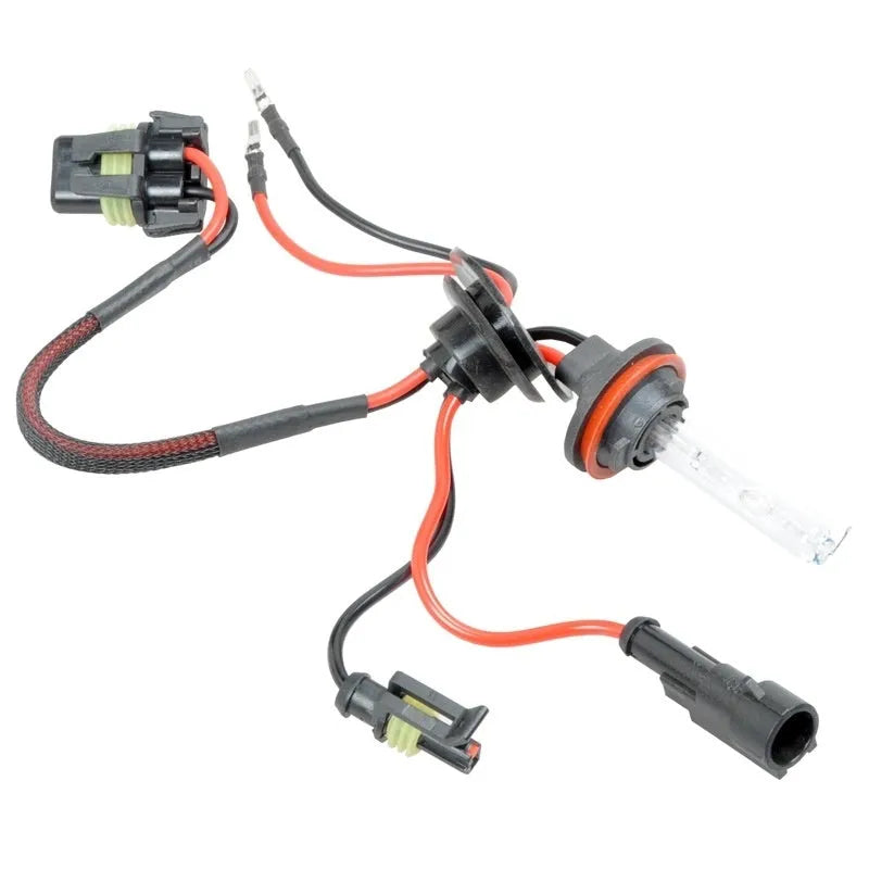 Automotive xenon bulb accessories H1 H7 H11 shown in 4300K, 6000K, and 8000K colour temperatures.