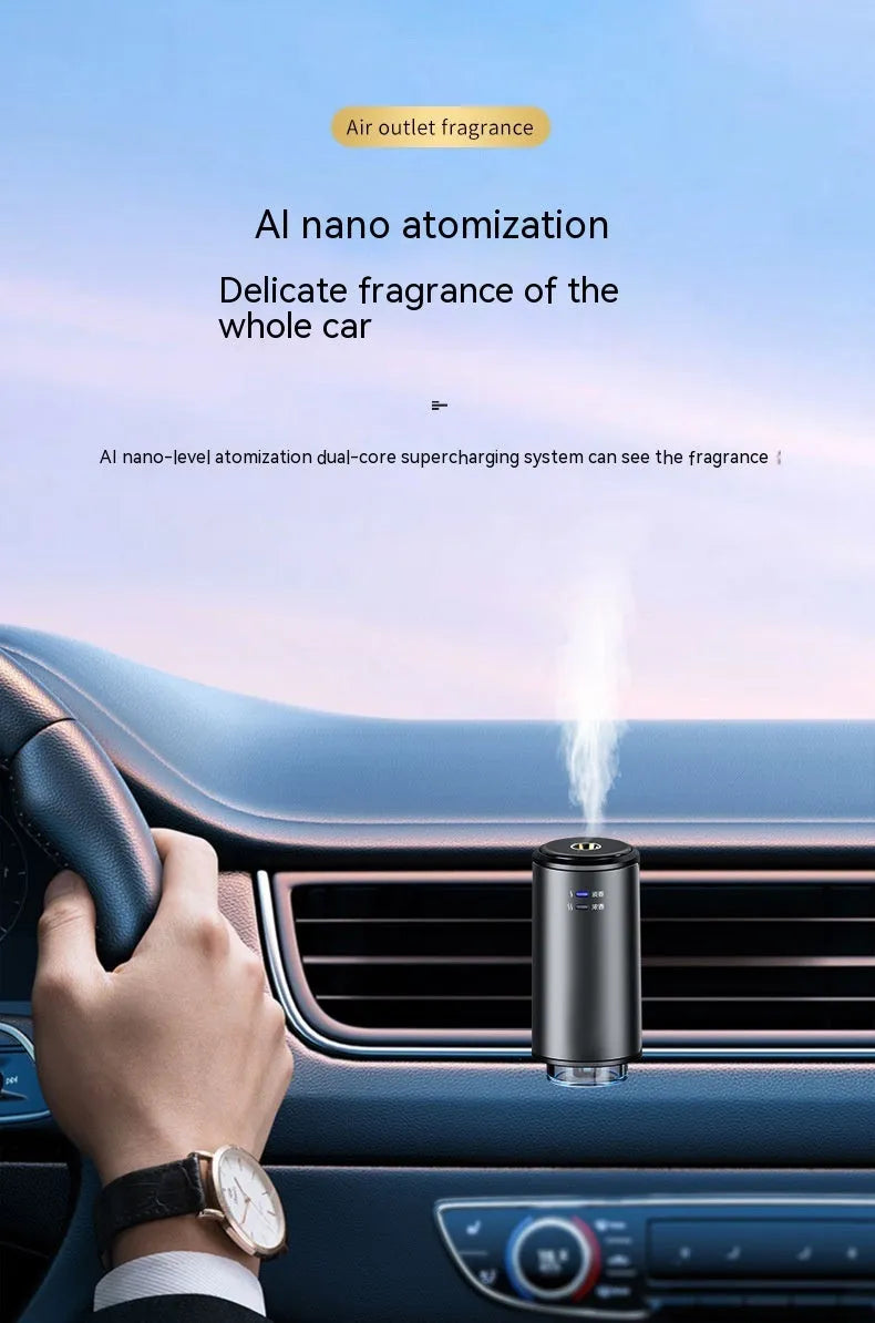 Obsidian Black car air vent clip-on aroma diffuser with essential oil bottles