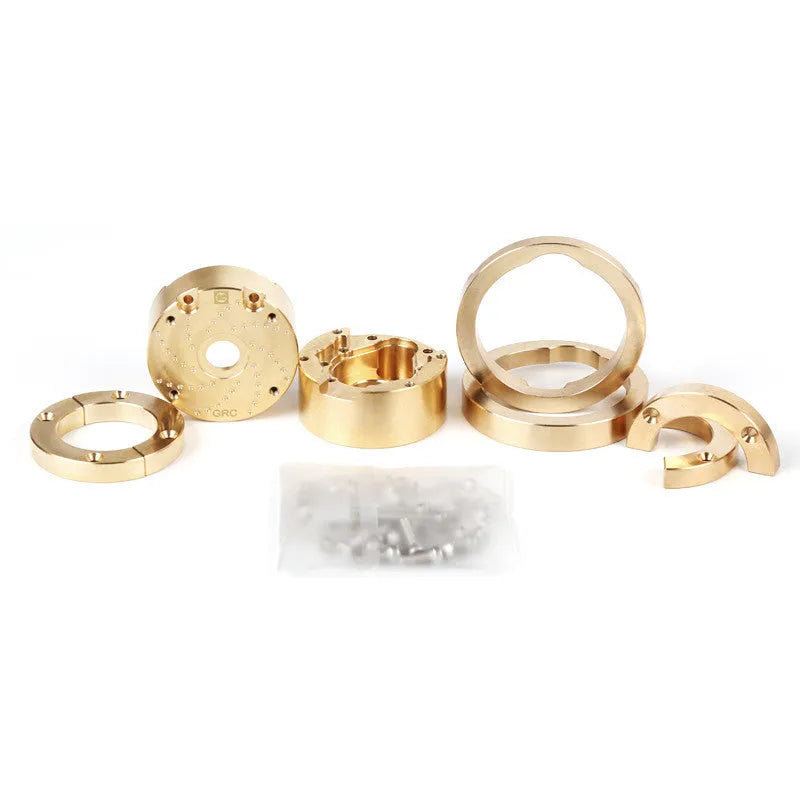 Brass gearbox cover accessory for toy axle door side installation