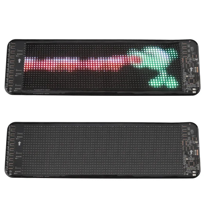 Flexible Bluetooth LED screen for car rear windshield display measuring 49.2 by 110 cm