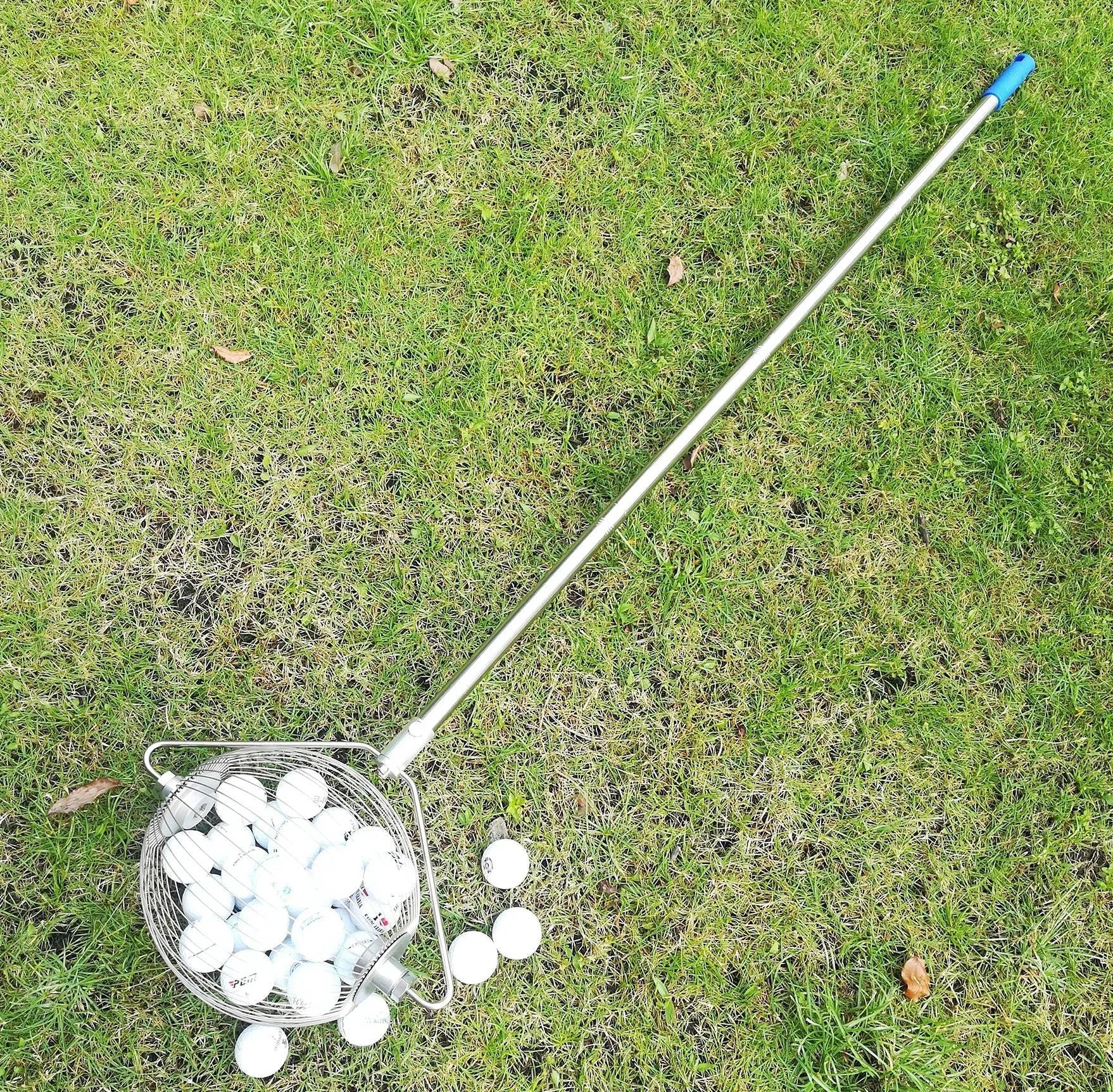 304 stainless steel golf ball picker with metallic finish for retrieving balls