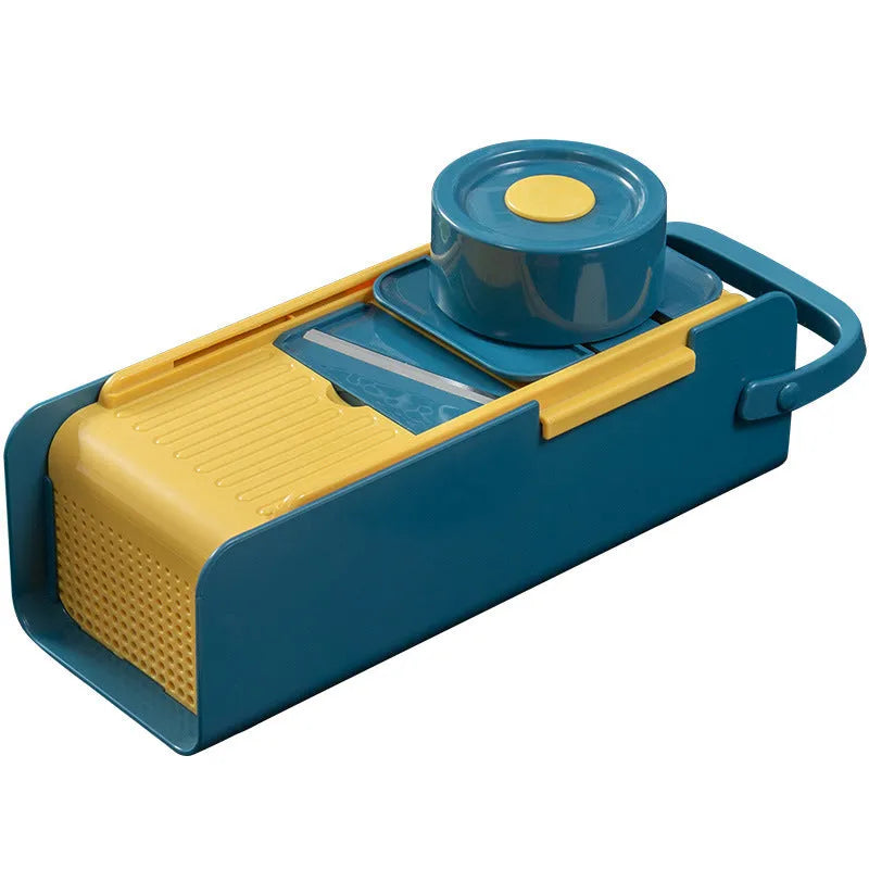 Hand-push grater with ABS plastic body and stainless steel blades on a white background