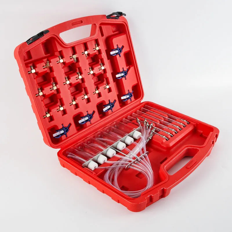 Brass fuel injection flow meter and oil return measuring instrument for automotive diagnostics