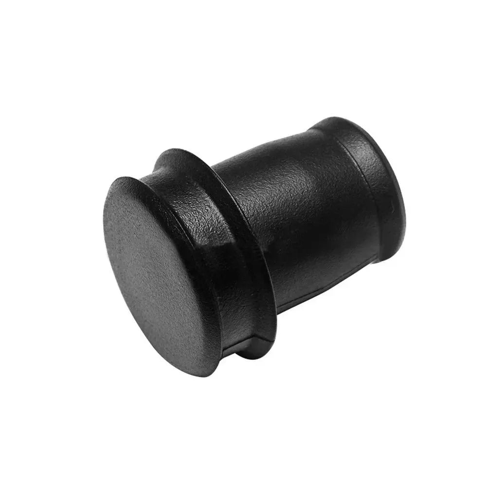 Black PVC car cigarette lighter dust plug showing 33cm length and 2cm diameter