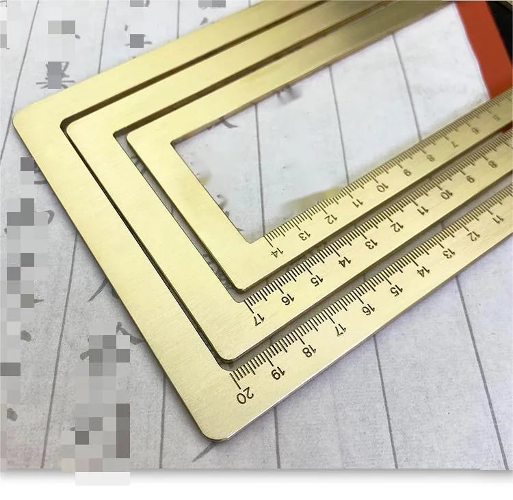 Solid brass calligraphy paper weight with engraved square design for writing stationery