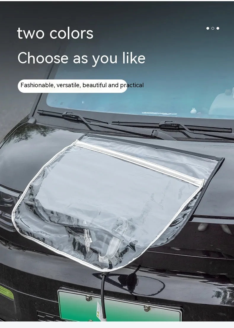Electric vehicle charging rain cover with magnetic strips unfolded to 60x50cm dimensions