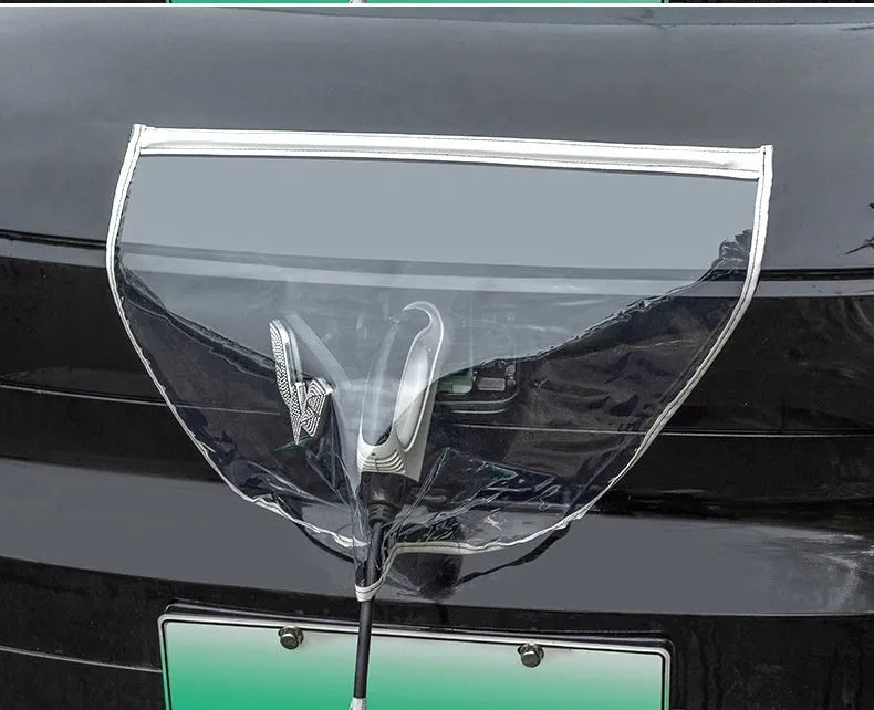 Electric vehicle charging rain cover with magnetic strips unfolded to 60x50cm dimensions