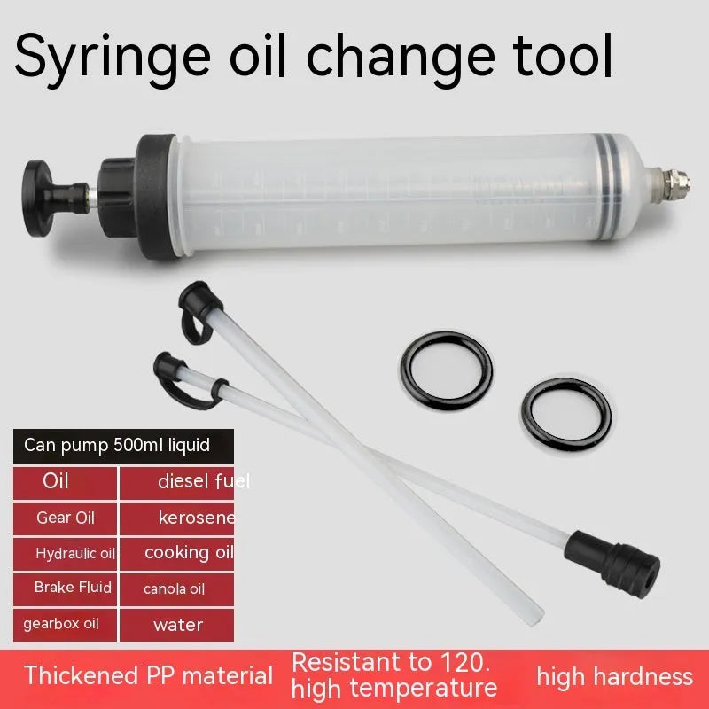 Manual oil change pump with dual suction and injection functions in three barrel sizes