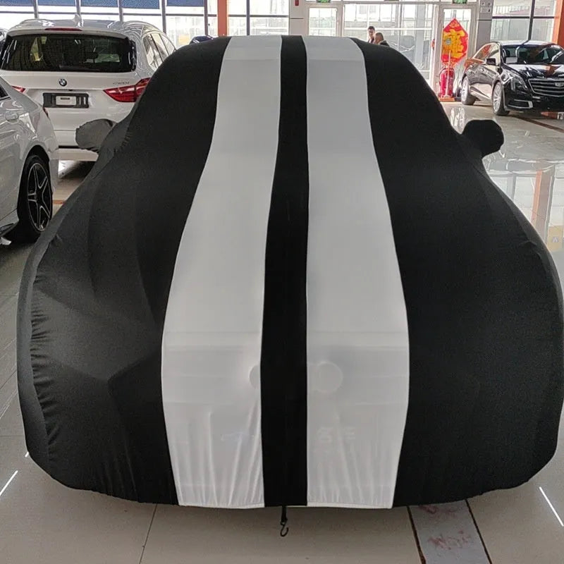 Elastic car cover for Ford Mustang vehicle in multiple colour options