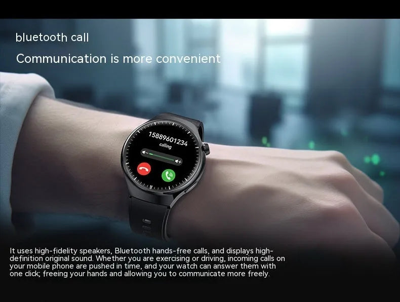 Smart watch set with health monitoring and Bluetooth calling in black, gold, and silver options