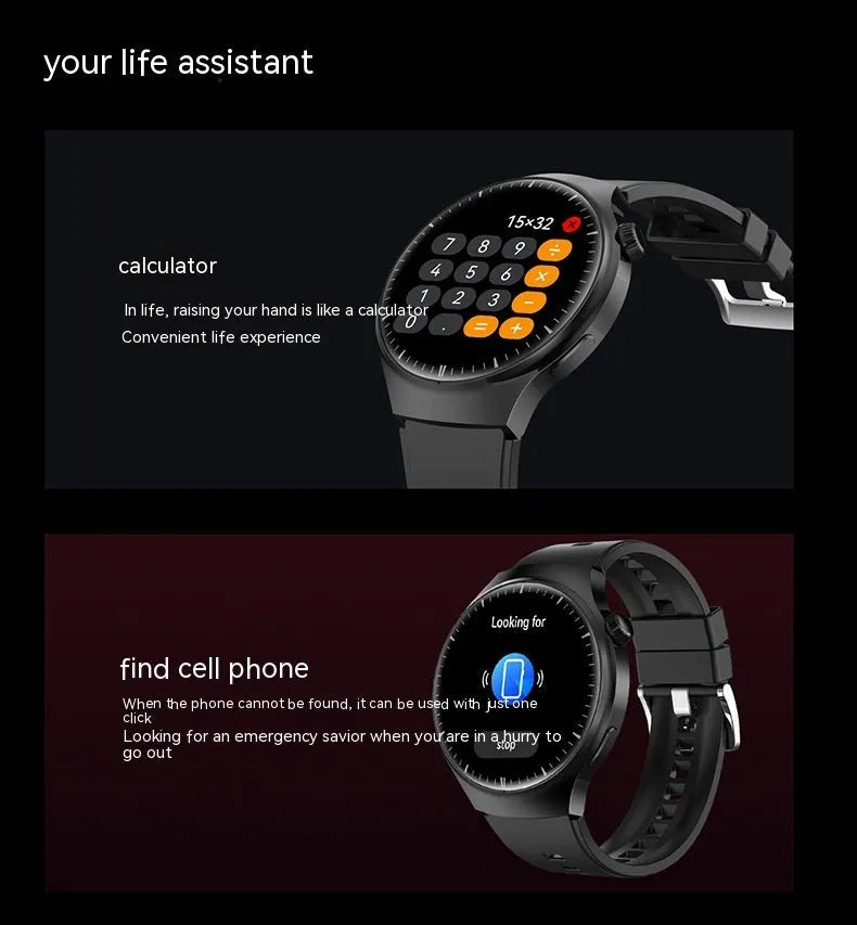 Smart watch set with health monitoring and Bluetooth calling in black, gold, and silver options