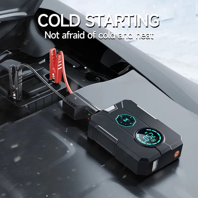 Portable wireless car tyre inflator with LED light and pressure gauge