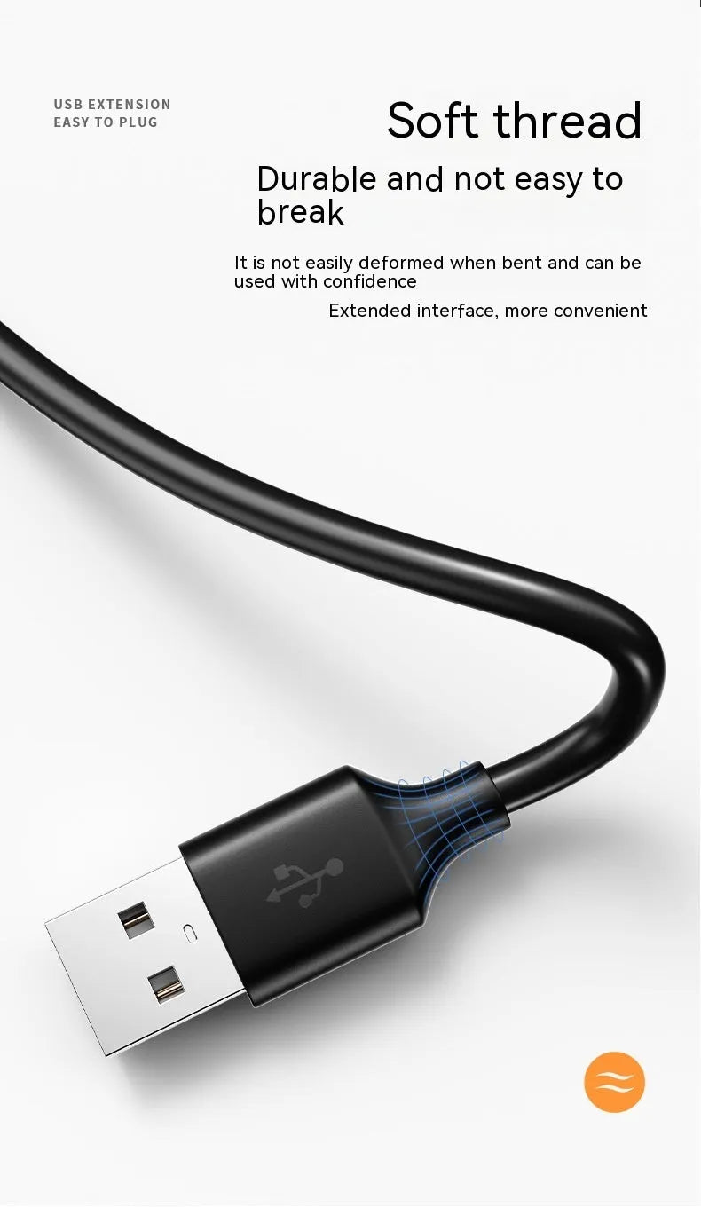 USB 3.0 extension cable male to female black PVC 0.5m length for printer and data transfer