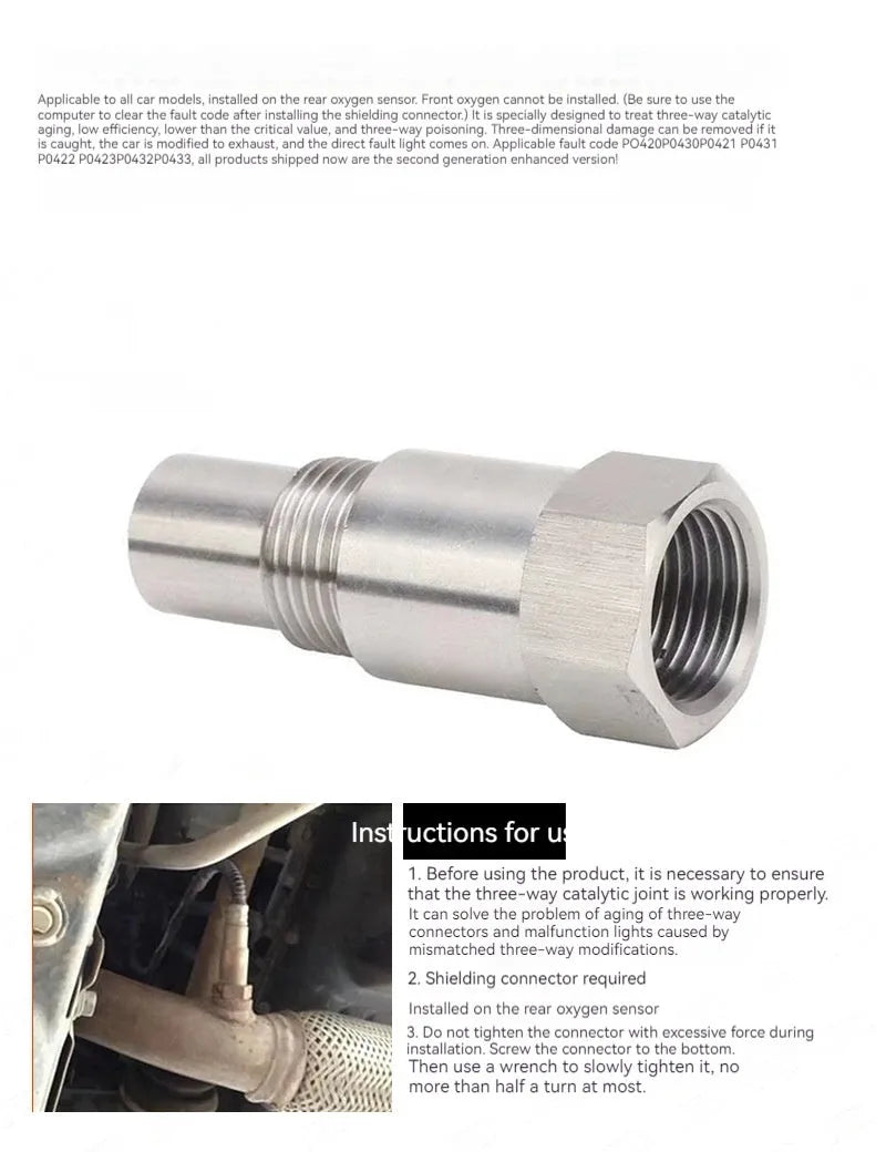 304 stainless steel oxygen sensor adapter with three-way catalyst specification for automotive exhaust modifications
