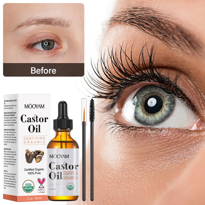 Mooyam Castor Oil 60ml bottle with label, suitable for skin care massage hair eyebrow eyelash conditioning