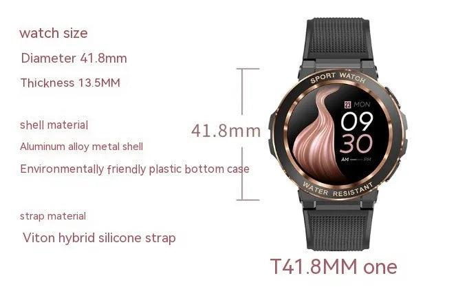 MK60 smart watch in pink with TFT screen showing health data, on a wrist, with Bluetooth call and health monitoring features.