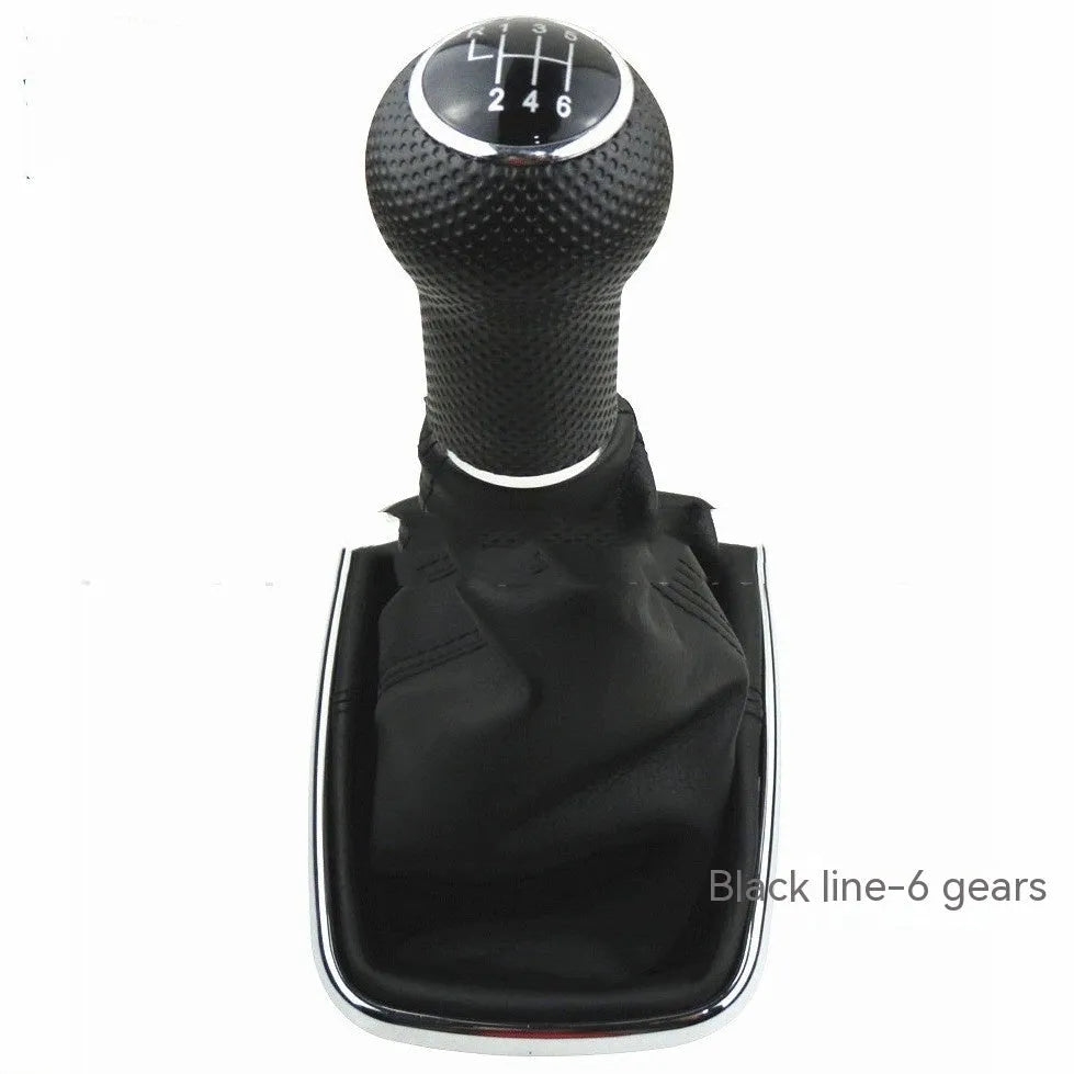 Silver frame black line gear shift knob cover for Volkswagen Mk4 models with 6-speed markings